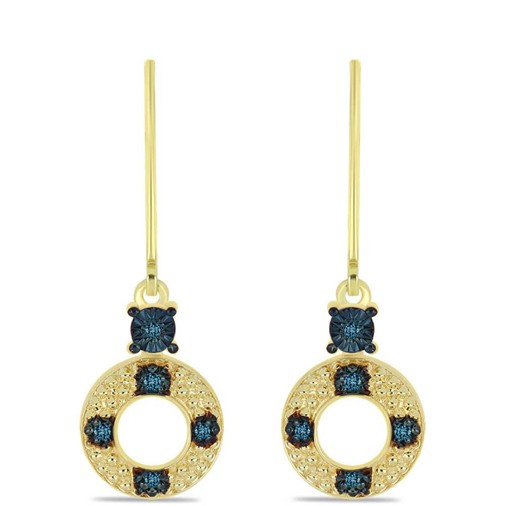 Pendientes de Plata Bañada en Oro con Diamante Azul 1 