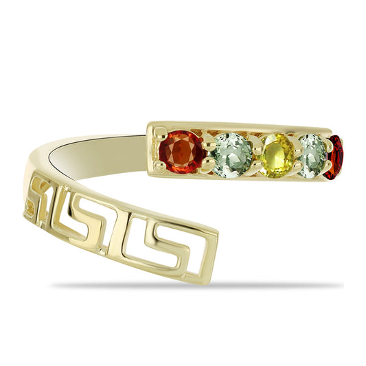 Anillo de Plata Bañada en Oro con Zafiro Arco Iris Rosebery