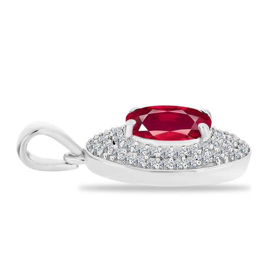 Colgante de Plata con Rubí de Madagascar y Diamante blanco