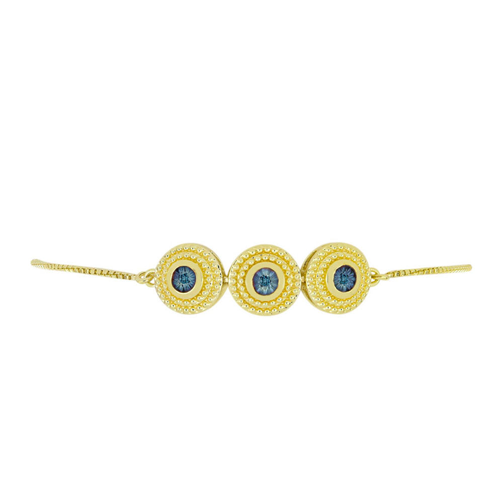 Pulsera de Plata Bañada en Oro con Diamante Azul 2 