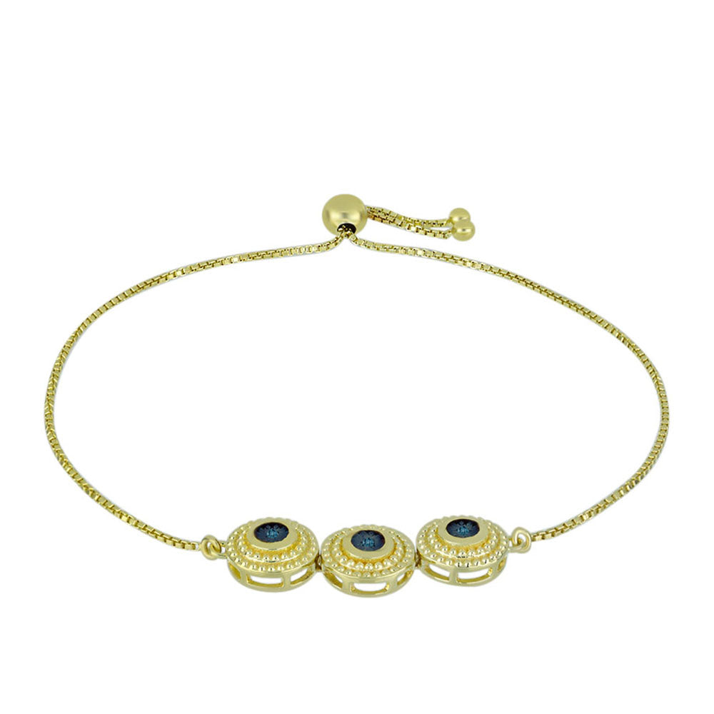 Pulsera de Plata Bañada en Oro con Diamante Azul 1 