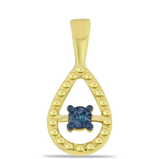 Colgante de Plata Bañada en Oro con Diamante Azul