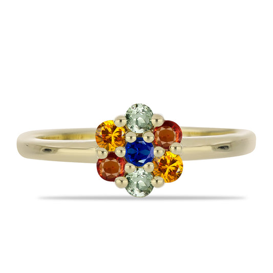 Anillo de Plata Bañada en Oro con Zafiro Arco Iris Rosebery