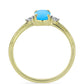 Anillo de Plata Bañada en Oro con Calcedonia Aqua y Topacio Blanco
