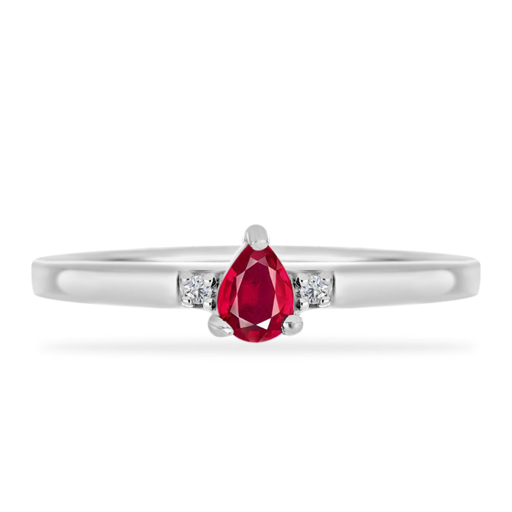 Anillo de Plata con Rubí de Madagascar y Diamante blanco 1 