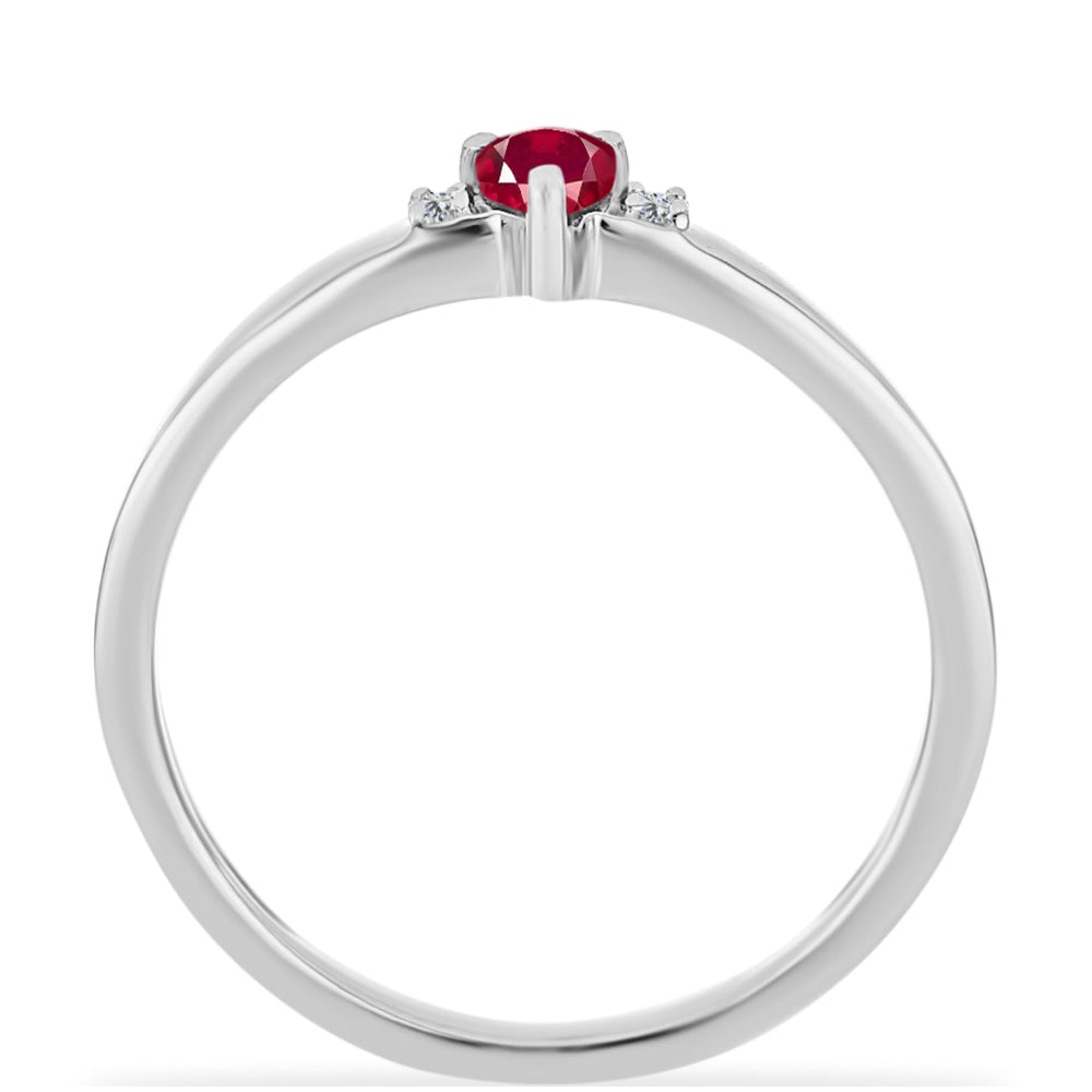 Anillo de Plata con Rubí de Madagascar y Diamante blanco 2 