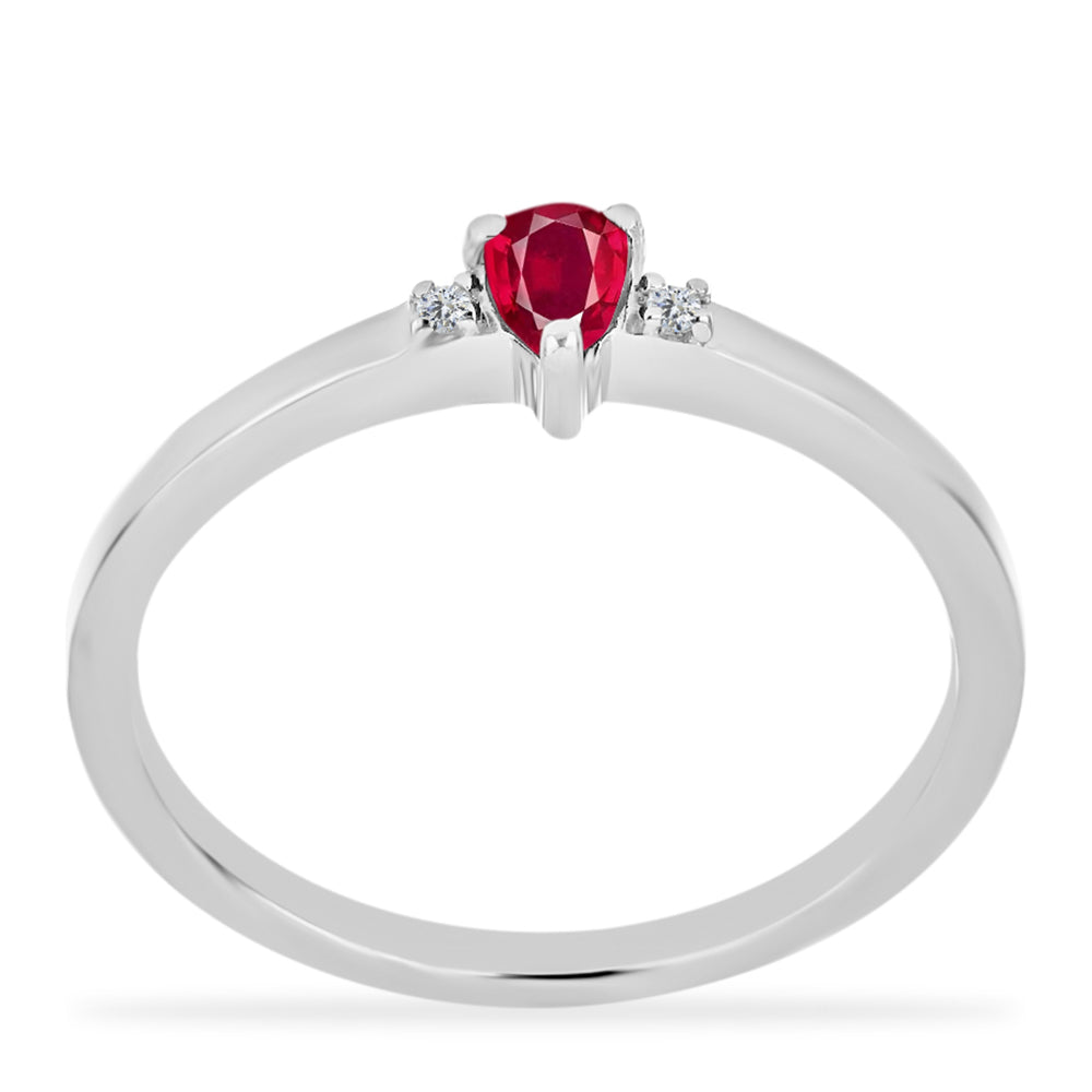 Anillo de Plata con Rubí de Madagascar y Diamante blanco 3 