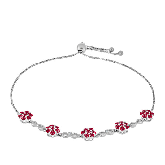 Pulsera de Plata con Rubí de Madagascar y Diamante blanco