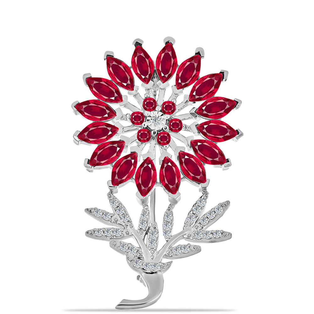 Broche de Plata con Rubí de Madagascar y Diamante blanco 1 