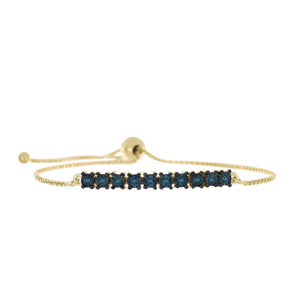 Pulsera de Plata Bañada en Oro con Diamante Azul 2 