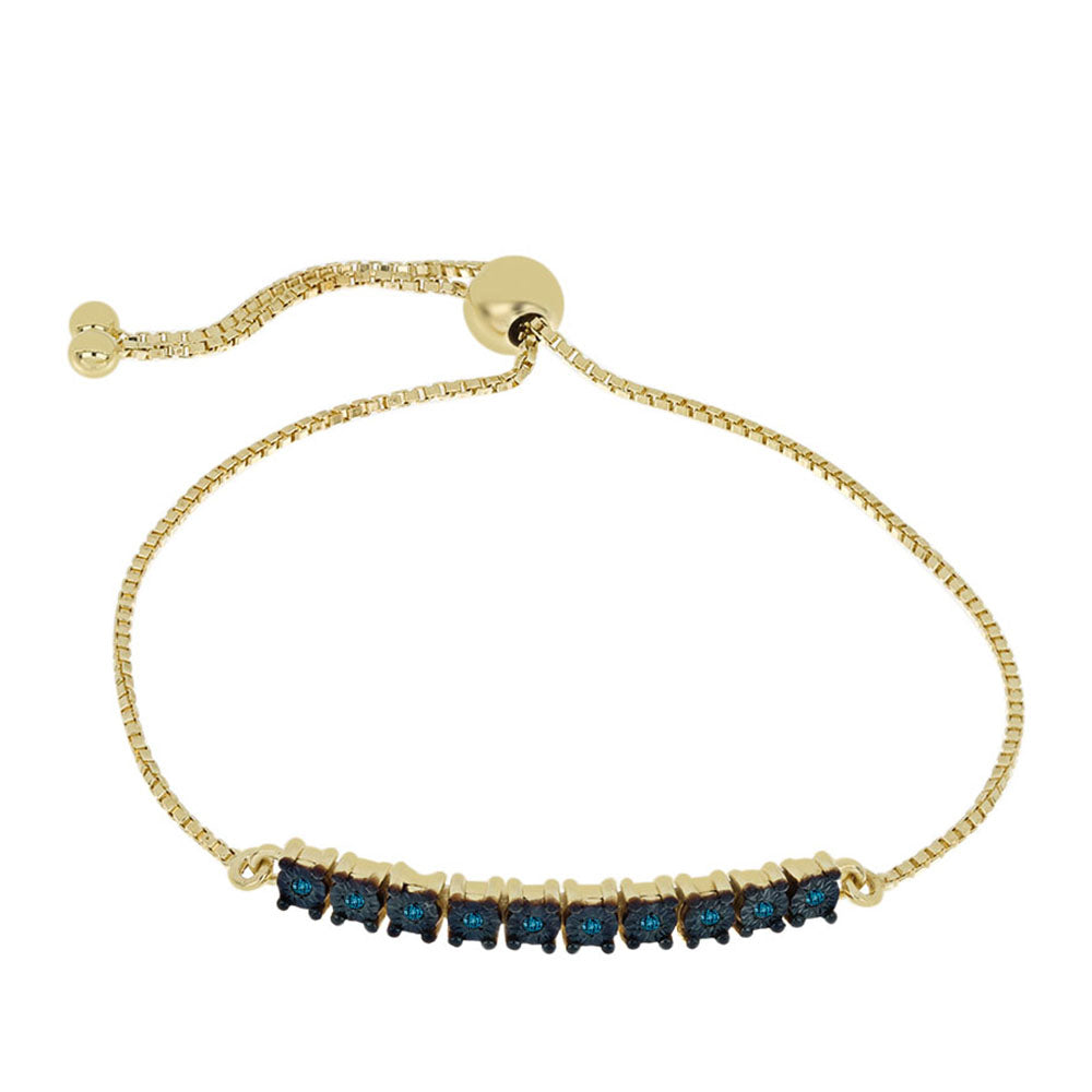 Pulsera de Plata Bañada en Oro con Diamante Azul