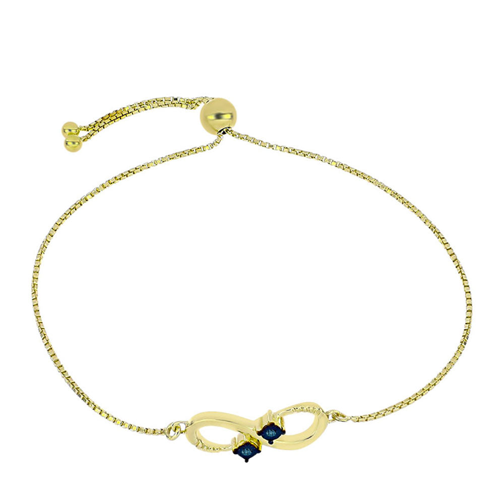 Pulsera de Plata Bañada en Oro con Diamante Azul 1 