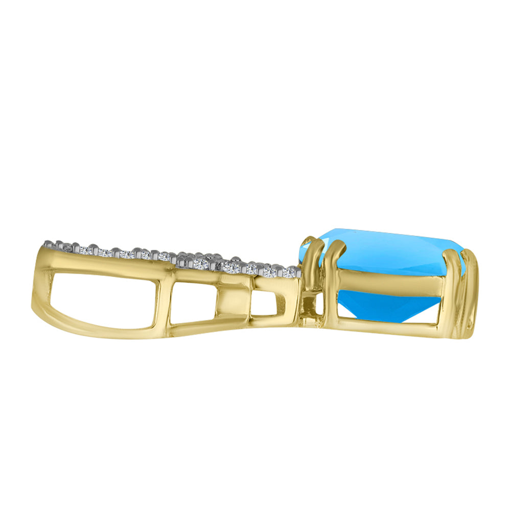Colgante de Plata Bañada en Oro con Calcedonia Aqua y Topacio Blanco 2 