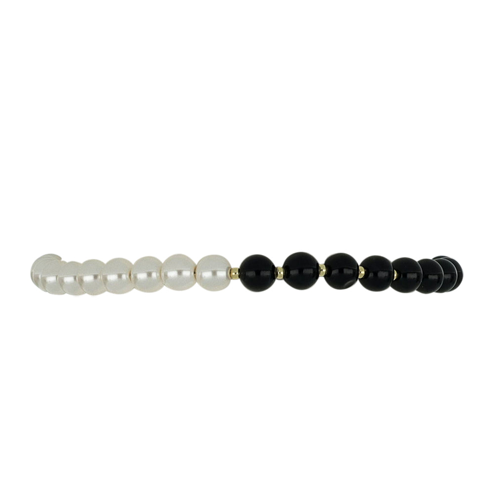 Pulsera de Plata Bañada en Oro con Ónix negro de Suwar y Perla de Agua Dulce 2 