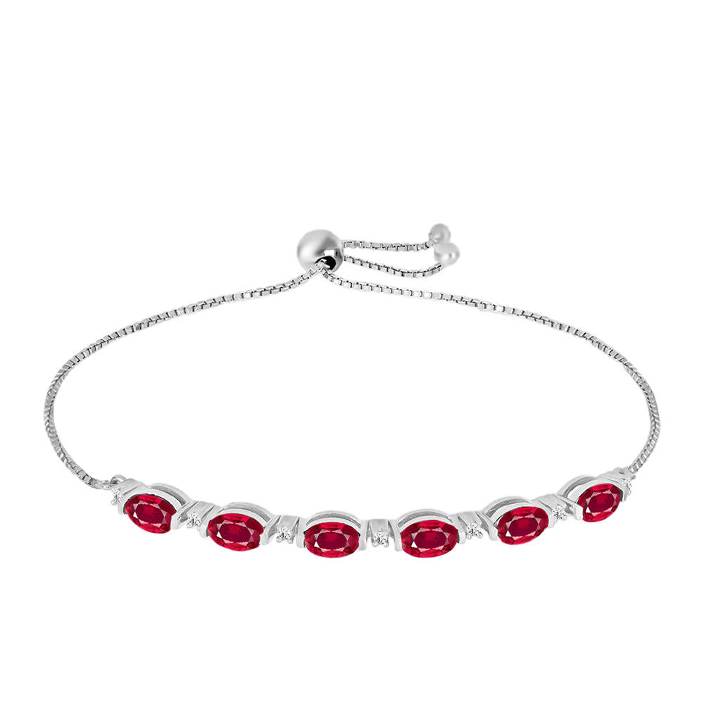 Pulsera de Plata con Rubí de Madagascar y Diamante blanco 1 