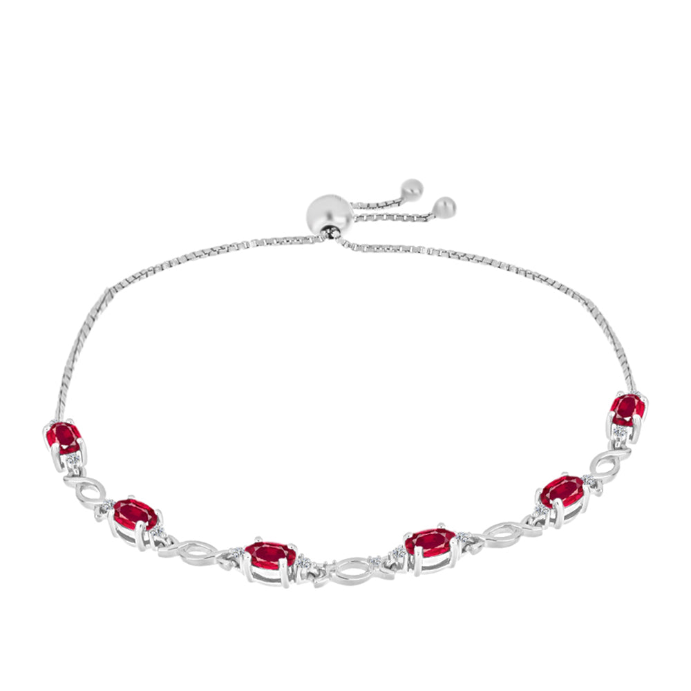 Pulsera de Plata con Rubí de Madagascar y Diamante blanco 1 