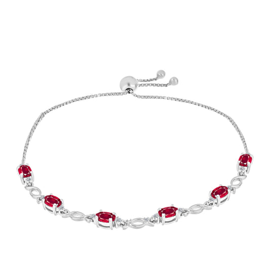 Pulsera de Plata con Rubí de Madagascar y Diamante blanco