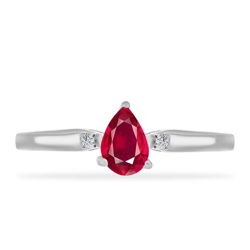 Anillo de Plata con Rubí de Madagascar y Diamante blanco 1 