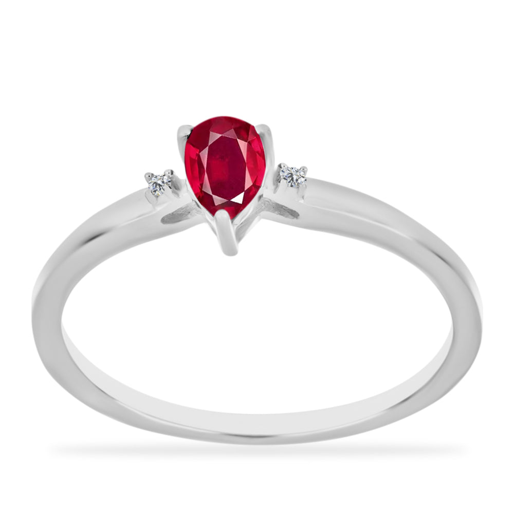 Anillo de Plata con Rubí de Madagascar y Diamante blanco 3 