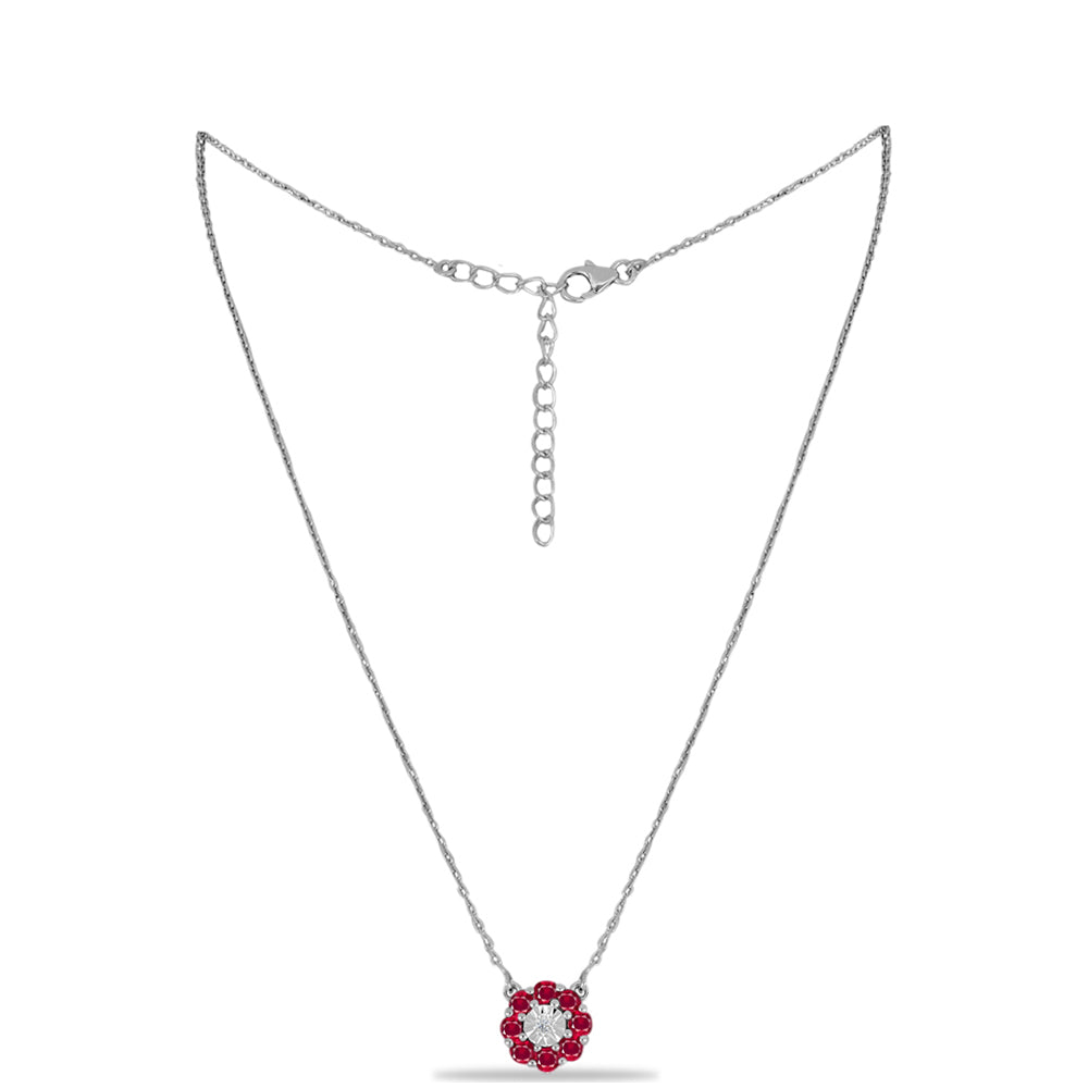 Collar de Plata con Rubí de Madagascar y Diamante blanco 1 