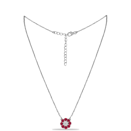 Collar de Plata con Rubí de Madagascar y Diamante blanco