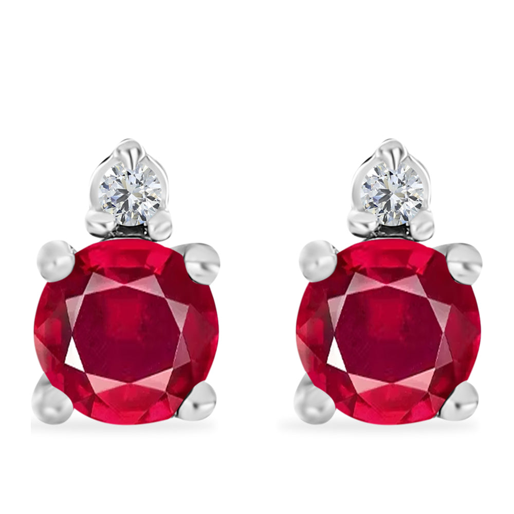 Pendientes de Plata con Rubí de Madagascar y Diamante blanco 1 