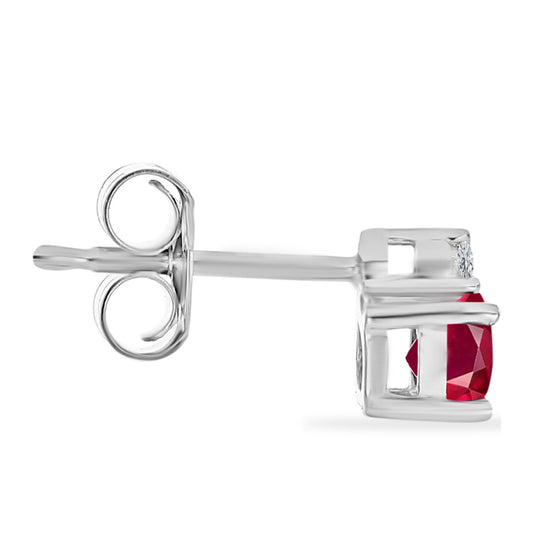 Pendientes de Plata con Rubí de Madagascar y Diamante blanco