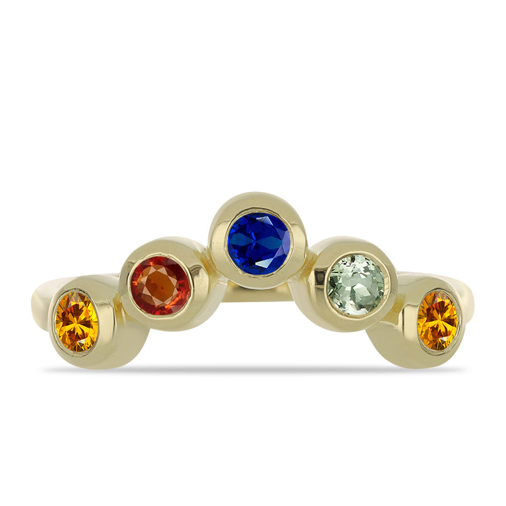 Anillo de Plata Bañada en Oro con Zafiro Arco Iris Rosebery 1 