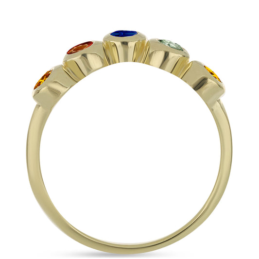 Anillo de Plata Bañada en Oro con Zafiro Arco Iris Rosebery