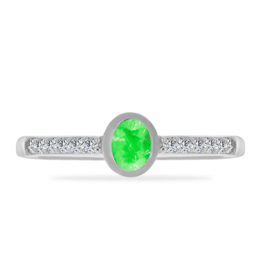 Anillo de Plata con Ópalo Hialita y Topacio Blanco