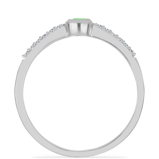 Anillo de Plata con Ópalo Hialita y Topacio Blanco