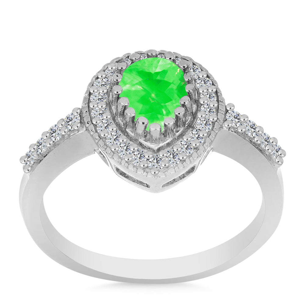 Anillo de Plata con Ópalo Hialita y Topacio Blanco 3 