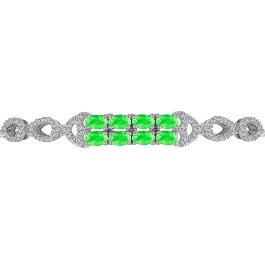 Pulsera de Plata con Ópalo Hialita y Topacio Blanco