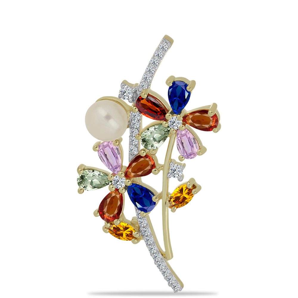 Broche de Plata Bañada en Oro con Zafiro Arco Iris Rosebery 1 
