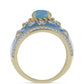 Anillo de Plata Bañada en Oro con Calcedonia Aqua y Topacio Blanco