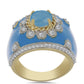 Anillo de Plata Bañada en Oro con Calcedonia Aqua y Topacio Blanco