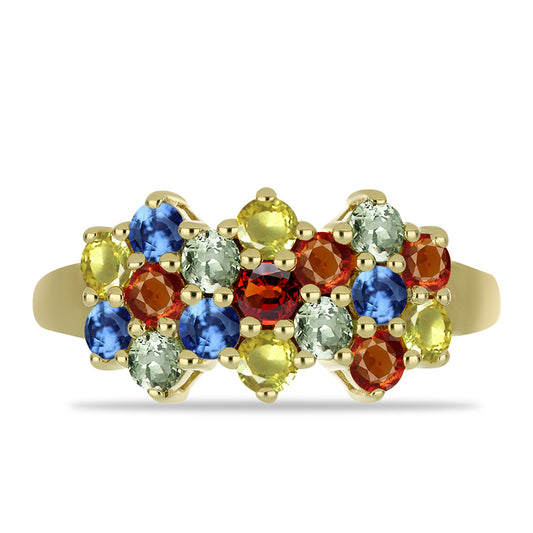 Anillo de Plata Bañada en Oro con Zafiro Arco Iris Rosebery