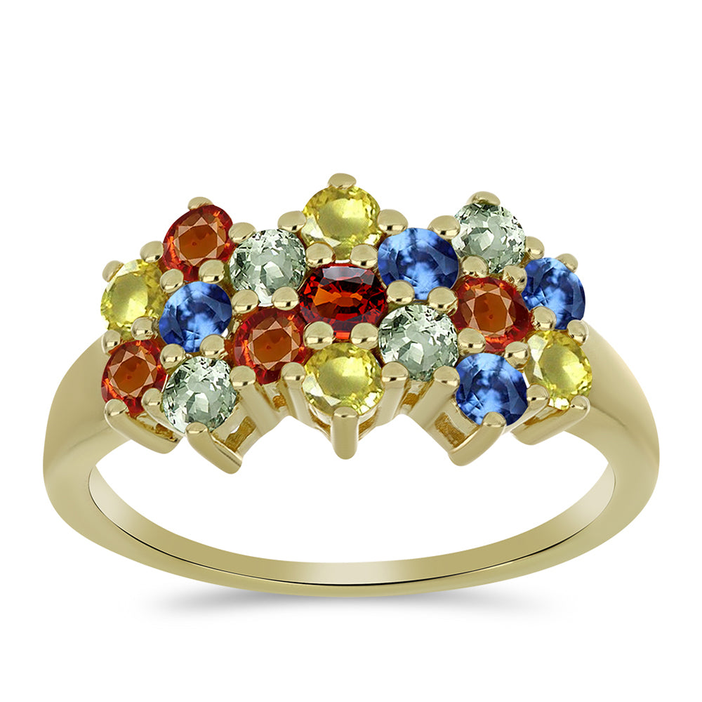 Anillo de Plata Bañada en Oro con Zafiro Arco Iris Rosebery