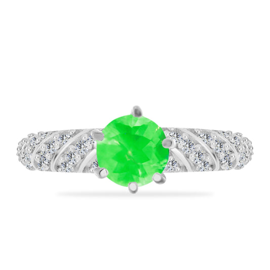 Anillo de Plata con Ópalo Hialita y Topacio Blanco