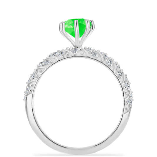 Anillo de Plata con Ópalo Hialita y Topacio Blanco