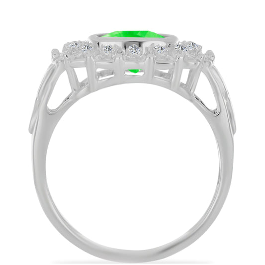 Anillo de Plata con Ópalo Hialita y Topacio Blanco