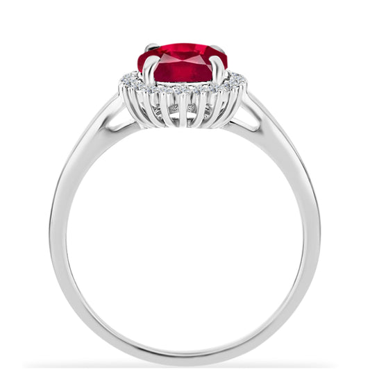 Anillo de Plata con Rubí de Madagascar y Diamante blanco