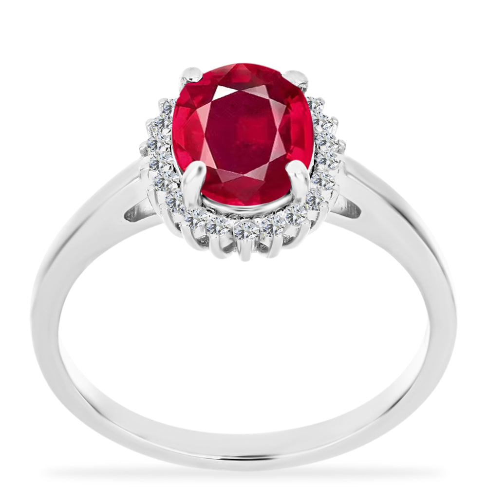 Anillo de Plata con Rubí de Madagascar y Diamante blanco