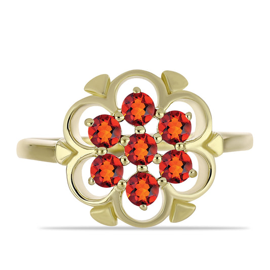 Anillo de Plata Bañada en Oro con Citrino de Madeira
