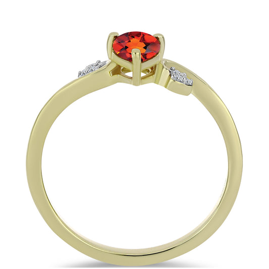 Anillo de Plata Bañada en Oro con Citrino de Madeira y Topacio Blanco