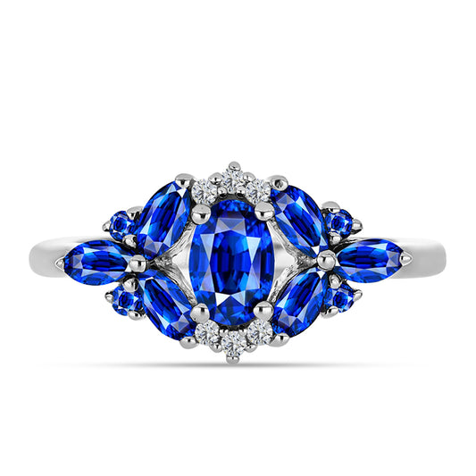 Anillo de Plata con Zafiro Azul Australiano y Topacio Blanco