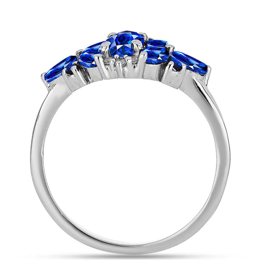 Anillo de Plata con Zafiro Azul Australiano y Topacio Blanco 2 