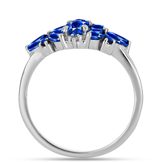 Anillo de Plata con Zafiro Azul Australiano y Topacio Blanco