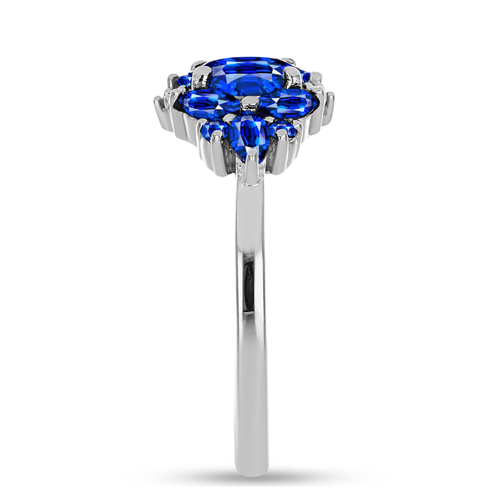 Anillo de Plata con Zafiro Azul Australiano y Topacio Blanco 4 