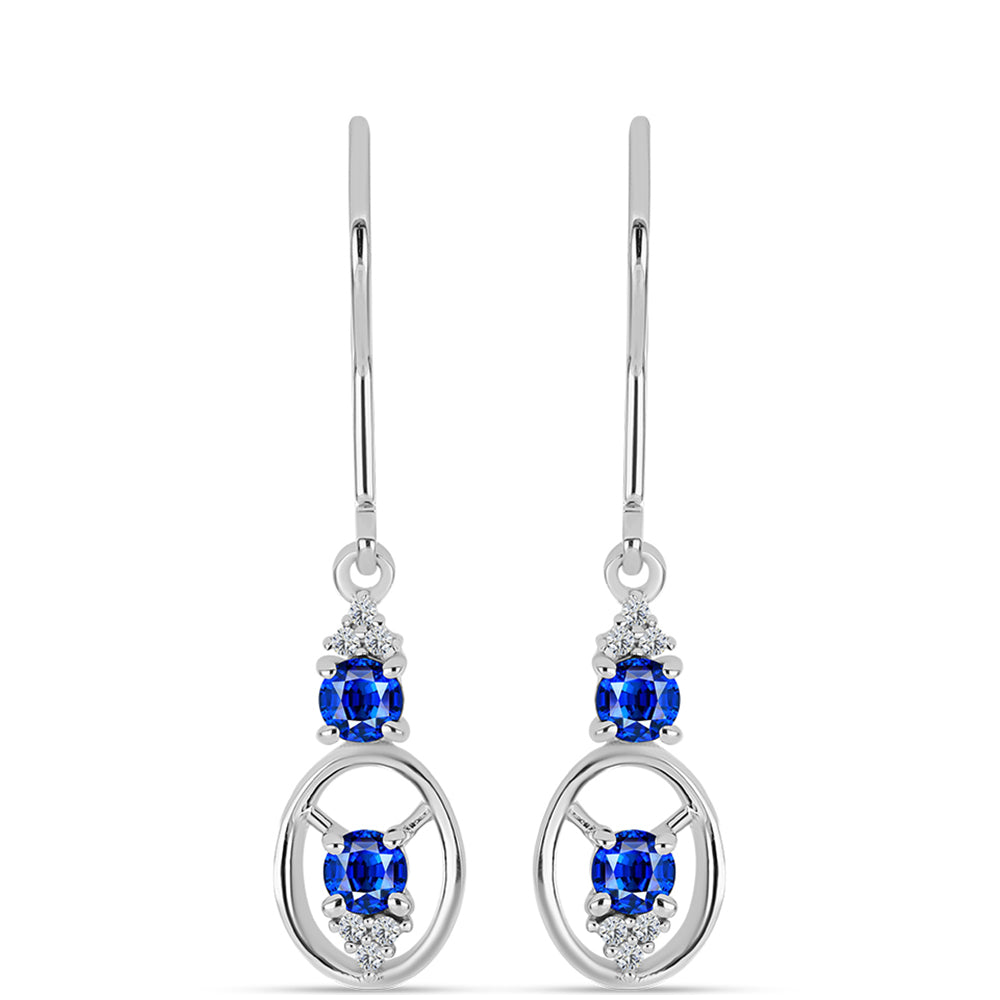 Pendientes de Plata con Zafiro Azul Australiano y Topacio Blanco 1 